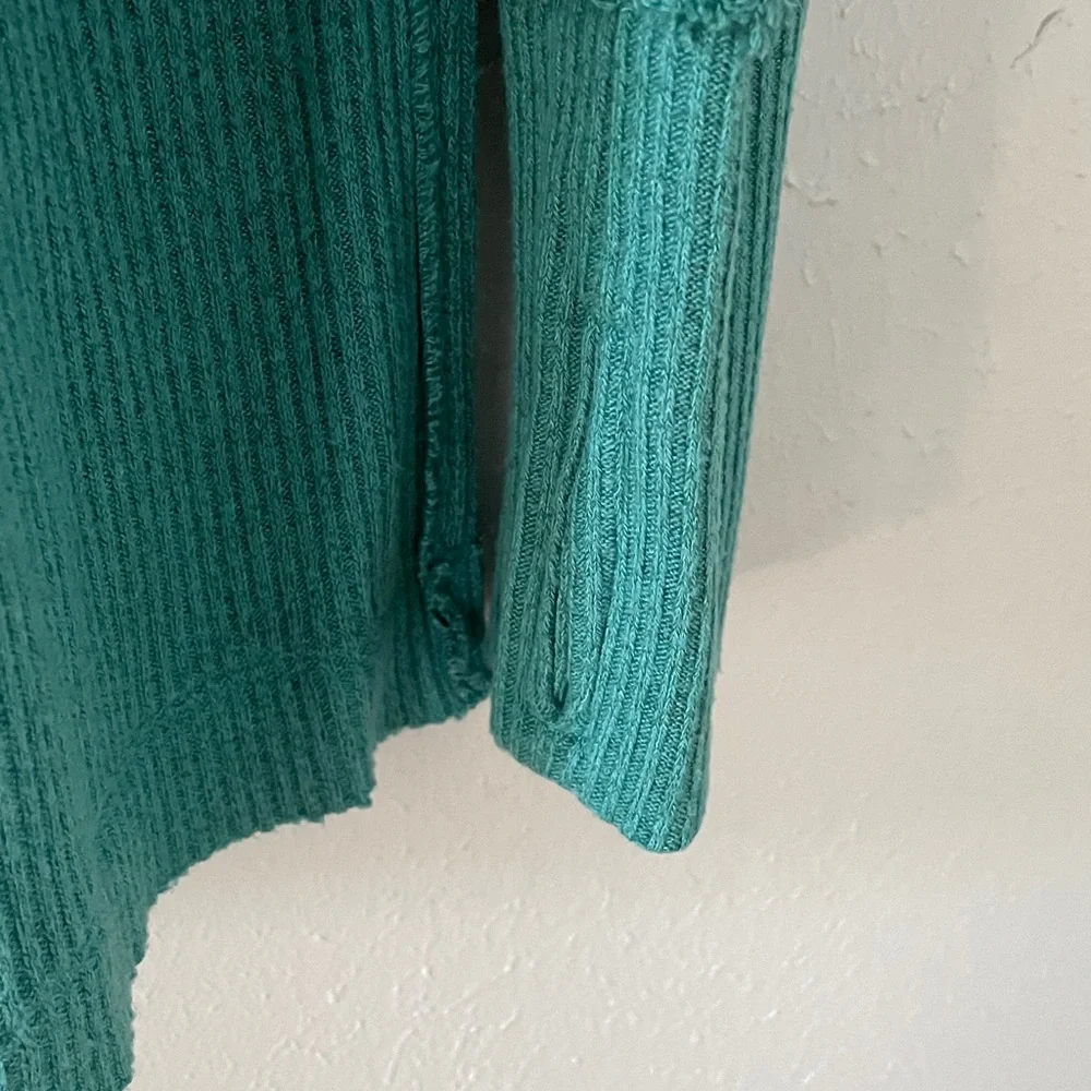 Free People North Shore Waffle Top Oversized Thermal Pullover Tunic Green